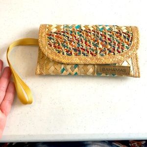 Bahamas Straw and Material Wristlet Wallet